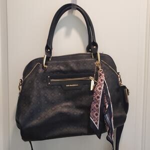 Big Buddha NWOT Black Printed Crossbody Dome Purse Gold Hardware Carry Strap